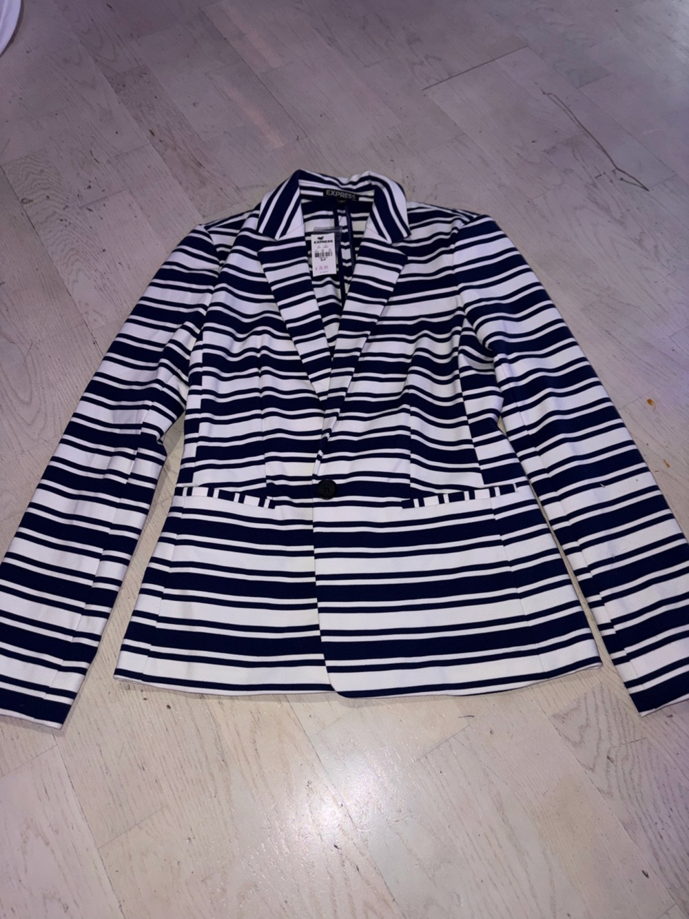 Express Navy and White Striped Blazer
